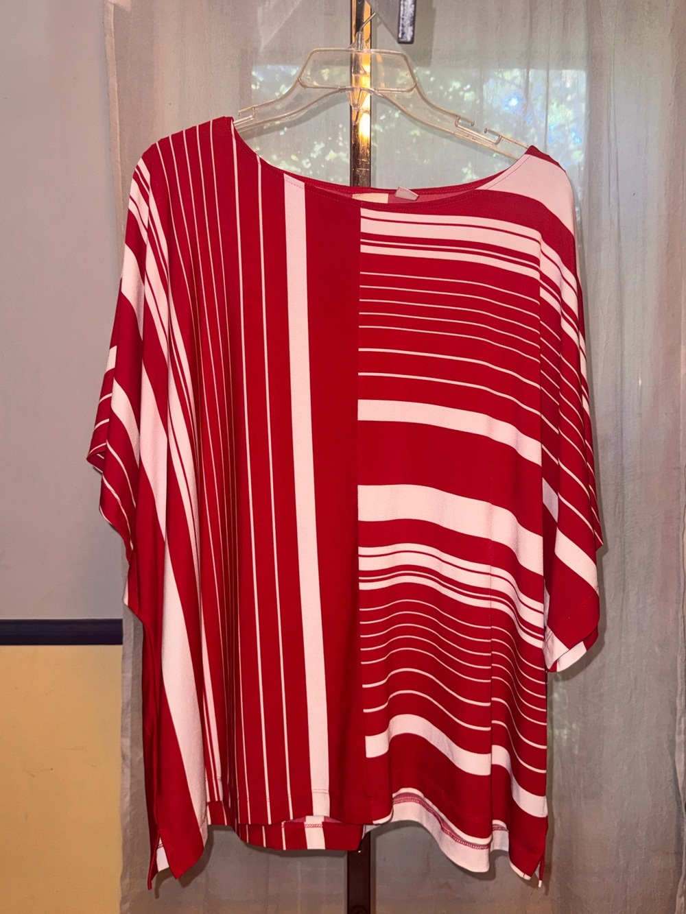 Chicos size 3 women’s XL red stripe oversized shirt